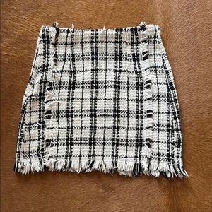 Plaid Fringe Mini Skirt
